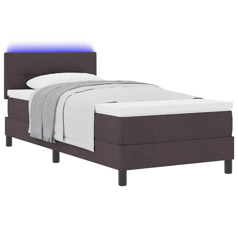 vidaXL Boxrugós ágy matracmal Sötét Barna 80 x 200 cm szövet