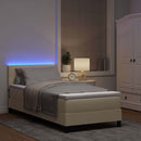 vidaXL Boxrugós ágy párnával LED szalagokkal Krém 80 x 200 cm szövet