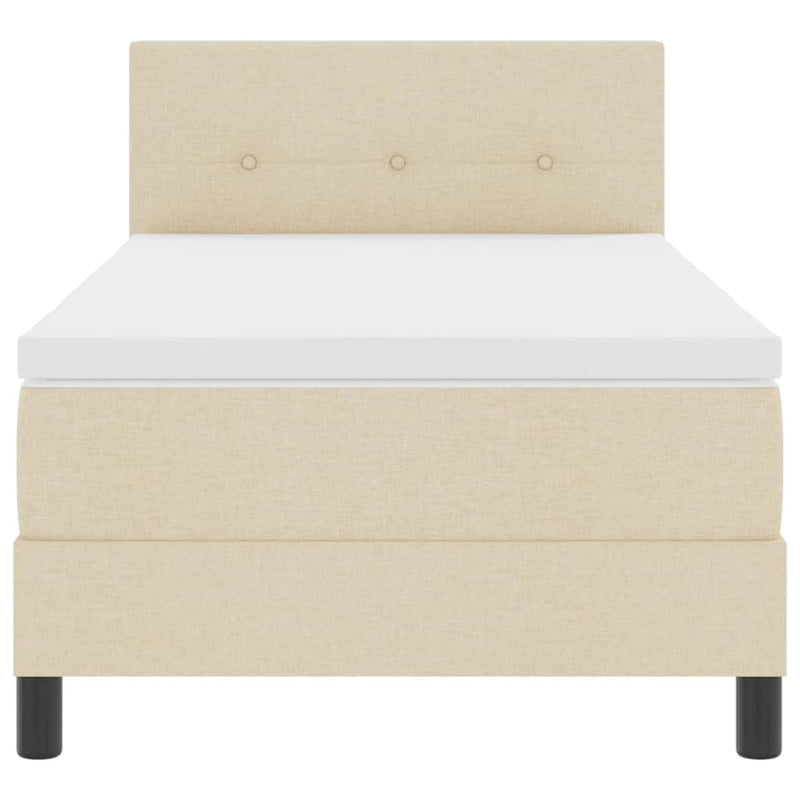 vidaXL Boxrugós ágy matracmal fejtámlával Krém 80 x 200 cm szövet