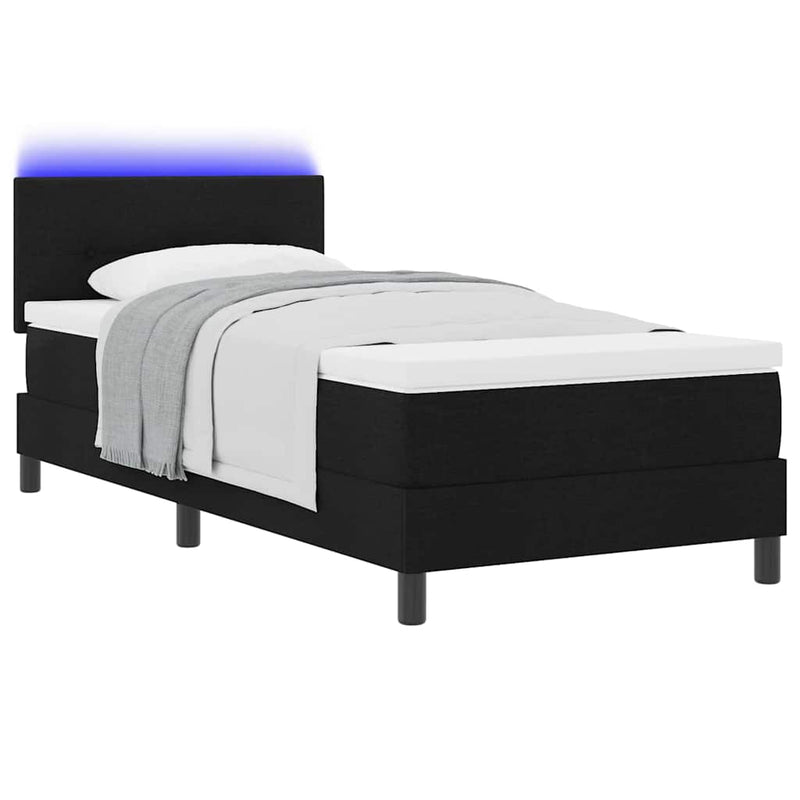 vidaXL Boxrugós ágy matracmal fejtámlával Fekete 90 x 190 cm szövet