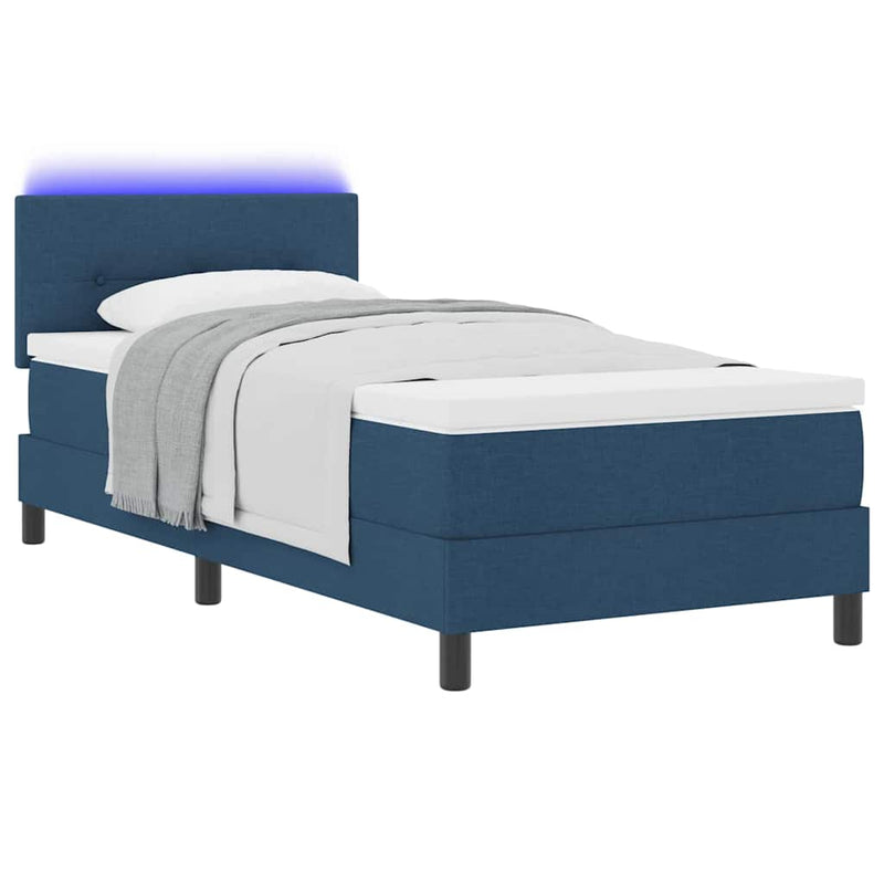 vidaXL Boxrugós ágy matracmal fejtámlával Kék 90 x 200 cm szövet