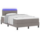 vidaXL Boxrugós ágy LED szalagokkal Tópszínű 120 x 190 cm szövet