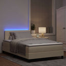vidaXL Boxrugós ágy LED szalagokkal Krém 120 x 190 cm szövet