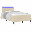 vidaXL Boxrugós ágy LED szalagokkal Krém 120 x 190 cm szövet