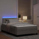vidaXL Boxrugós ágy LED szalagokkal Tópszínű 120 x 200 cm szövet