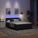 vidaXL Boxrugós ágy LED szalagokkal Fekete 140 x 190 cm szövet