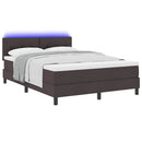 vidaXL Boxrugós ágy matracmal leddel Sötét Barna 140 x 190 cm szövet