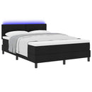 vidaXL Boxrugós ágy LED szalagokkal Fekete 140 x 200 cm szövet