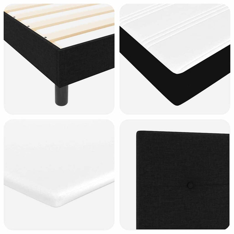 vidaXL Boxrugós ágy matracmal fejtámlával Fekete 160 x 200 cm szövet