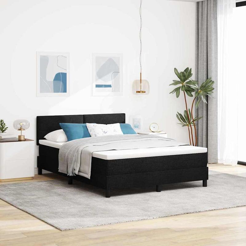 vidaXL Boxrugós ágy matracmal fejtámlával Fekete 160 x 200 cm szövet