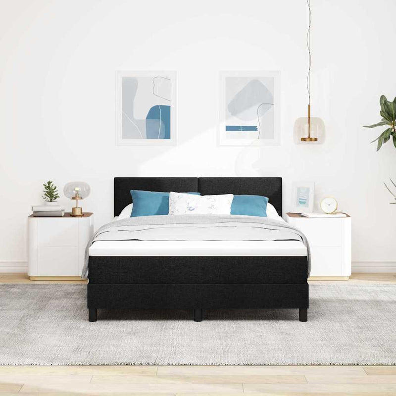vidaXL Boxrugós ágy matracmal fejtámlával Fekete 160 x 200 cm szövet