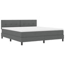 vidaXL Boxrugós ágy LED szalagokkal Sötétszürke 180 x 200 cm szövet
