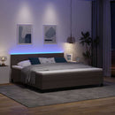 vidaXL Boxrugós ágy LED szalagokkal Sötét Barna 180 x 200 cm szövet