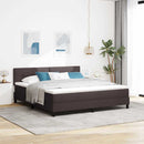 vidaXL Boxrugós ágy LED szalagokkal Sötét Barna 180 x 200 cm szövet