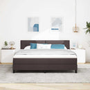 vidaXL Boxrugós ágy LED szalagokkal Sötét Barna 180 x 200 cm szövet