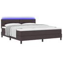 vidaXL Boxrugós ágy LED szalagokkal Sötét Barna 180 x 200 cm szövet