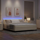 vidaXL Boxrugós ágy LED szalagokkal Krém 180 x 200 cm szövet
