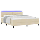 vidaXL Boxrugós ágy LED szalagokkal Krém 180 x 200 cm szövet