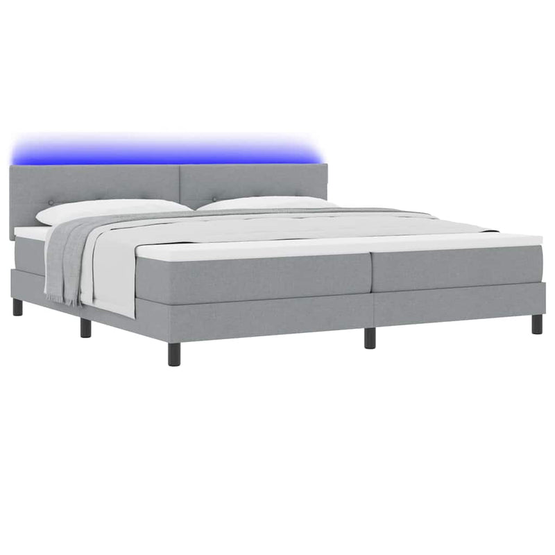 vidaXL Boxrugós ágy matracmal Világosszürke 200 x 200 cm szövet