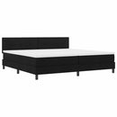 vidaXL Boxrugós ágy LED szalagokkal Fekete 200 x 200 cm szövet