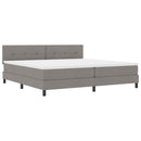 vidaXL Boxrugós ágy LED szalagokkal Tópszínű 200 x 200 cm szövet