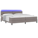 vidaXL Boxrugós ágy LED szalagokkal Tópszínű 200 x 200 cm szövet