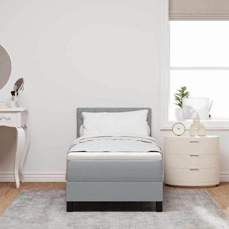 vidaXL Boxrugós ágy matracmal Világosszürke 80 x 200 cm szövet
