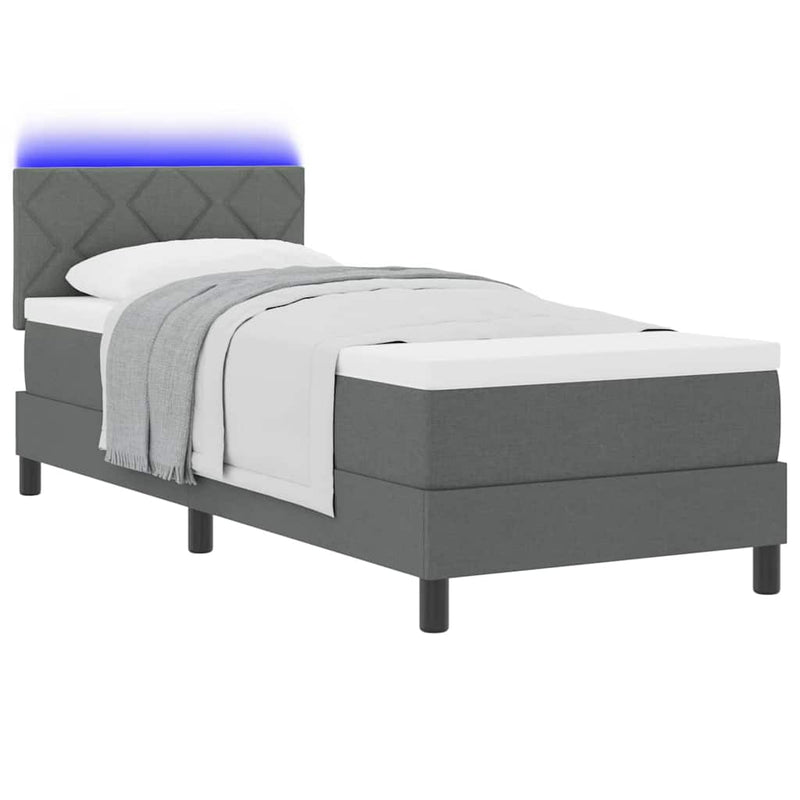 vidaXL Boxrugós ágy matracmal Sötétszürke 80 x 200 cm szövet