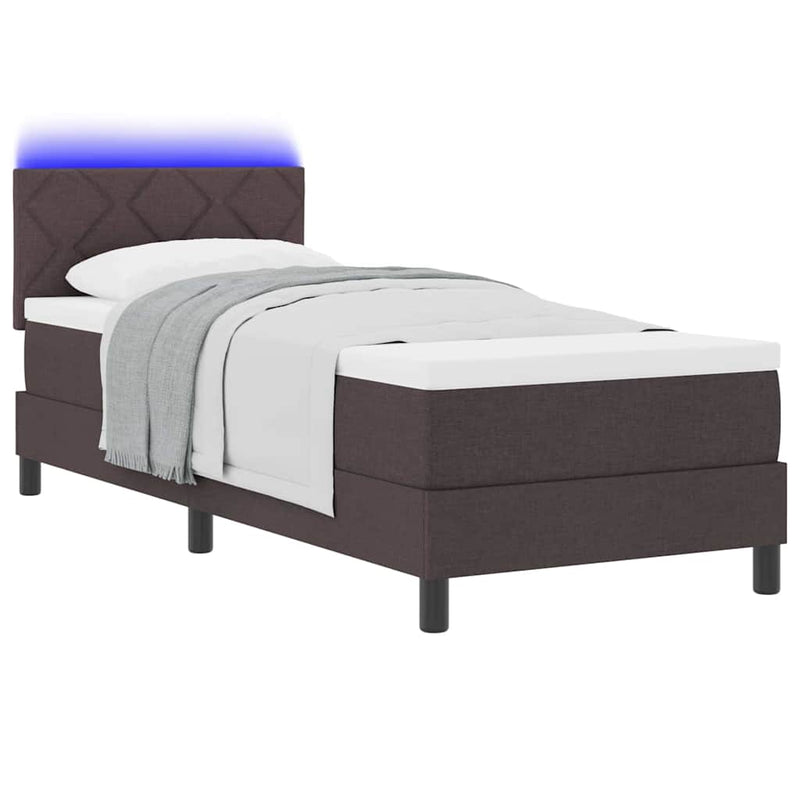 vidaXL Boxrugós ágy matracmal Sötét Barna 80 x 200 cm szövet