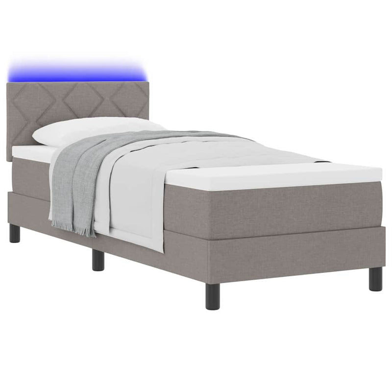 vidaXL Boxrugós ágy matracmal fejtámlával Tópszínű 80 x 200 cm szövet