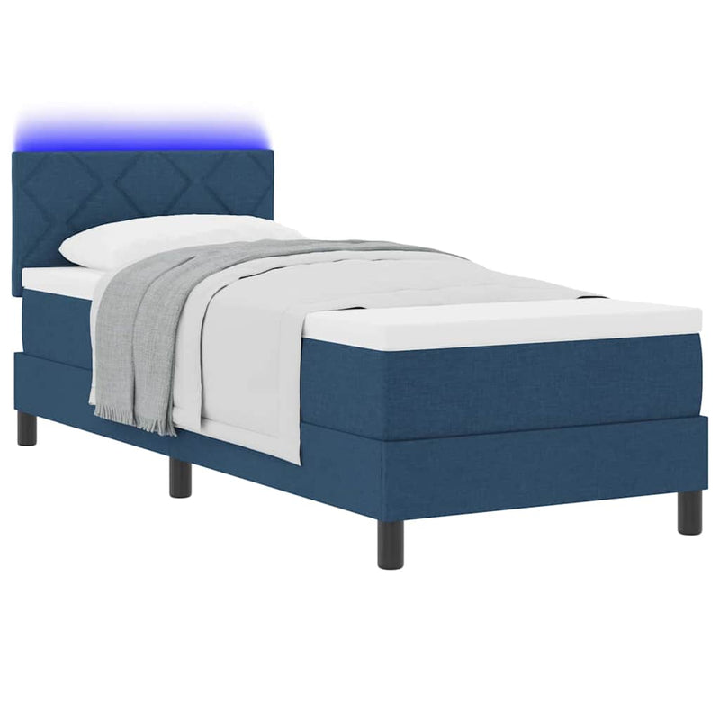 vidaXL Boxrugós ágy matracmal fejtámlával Kék 80 x 200 cm szövet