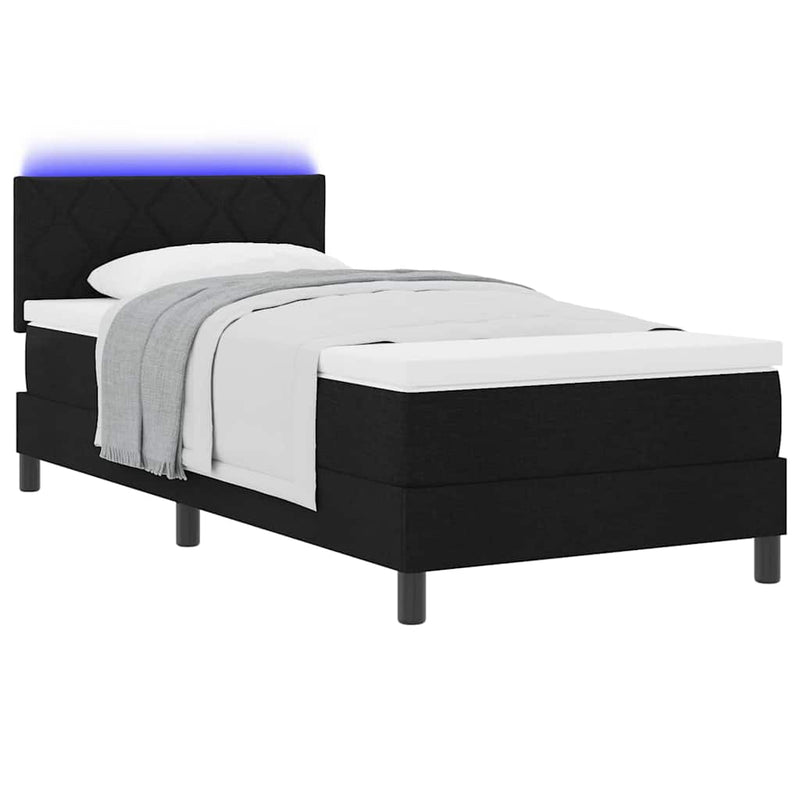 vidaXL Boxrugós ágy matracmal fejtámlával Fekete 90 x 200 cm szövet