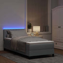 vidaXL Boxrugós ágy LED szalagokkal Világosszürke 100 x 200 cm szövet