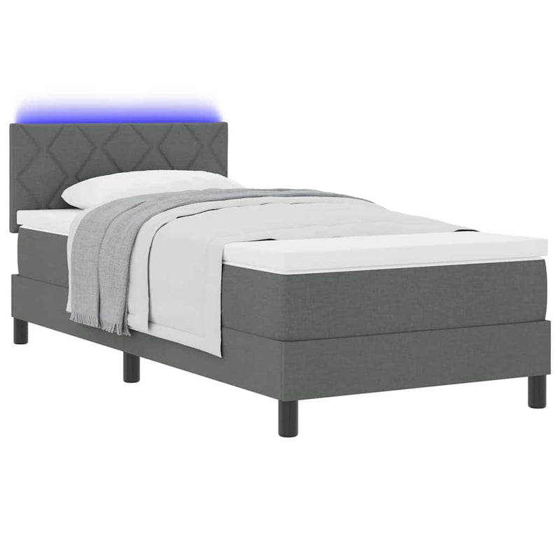 vidaXL Boxrugós ágy matracmal Sötétszürke 100 x 200 cm szövet