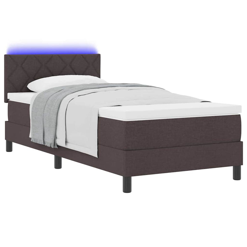 vidaXL Boxrugós ágy matracmal Sötét Barna 100 x 200 cm szövet