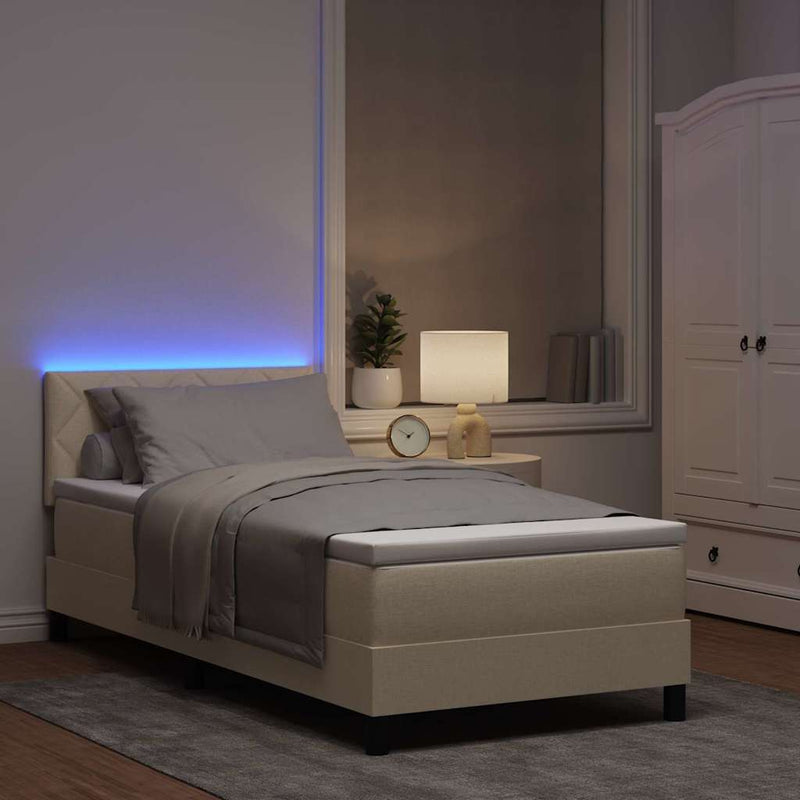 vidaXL Boxrugós ágy matracmal fejtámlával Krém 100 x 200 cm szövet