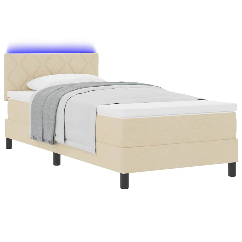 vidaXL Boxrugós ágy matracmal fejtámlával Krém 100 x 200 cm szövet