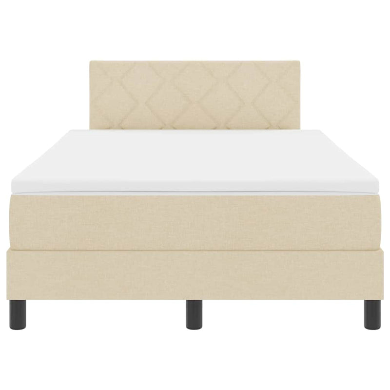 vidaXL Boxrugós ágy matracmal fejtámlával Krém 120 x 190 cm szövet