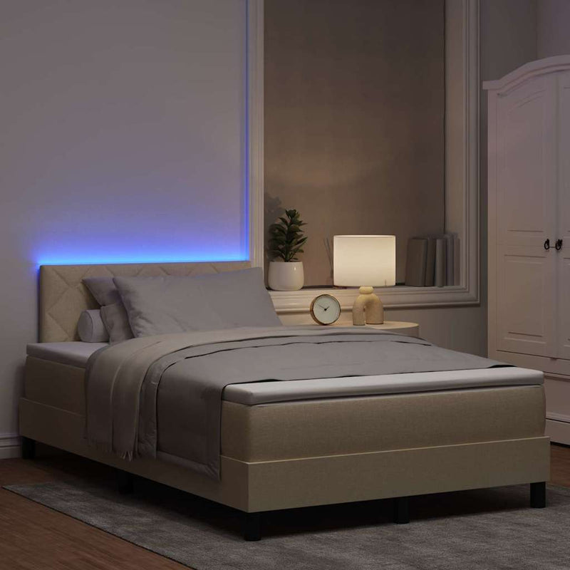 vidaXL Boxrugós ágy matracmal fejtámlával Krém 120 x 200 cm szövet