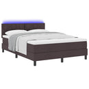 vidaXL Boxrugós ágy LED szalagokkal Sötét Barna 140 x 190 cm szövet