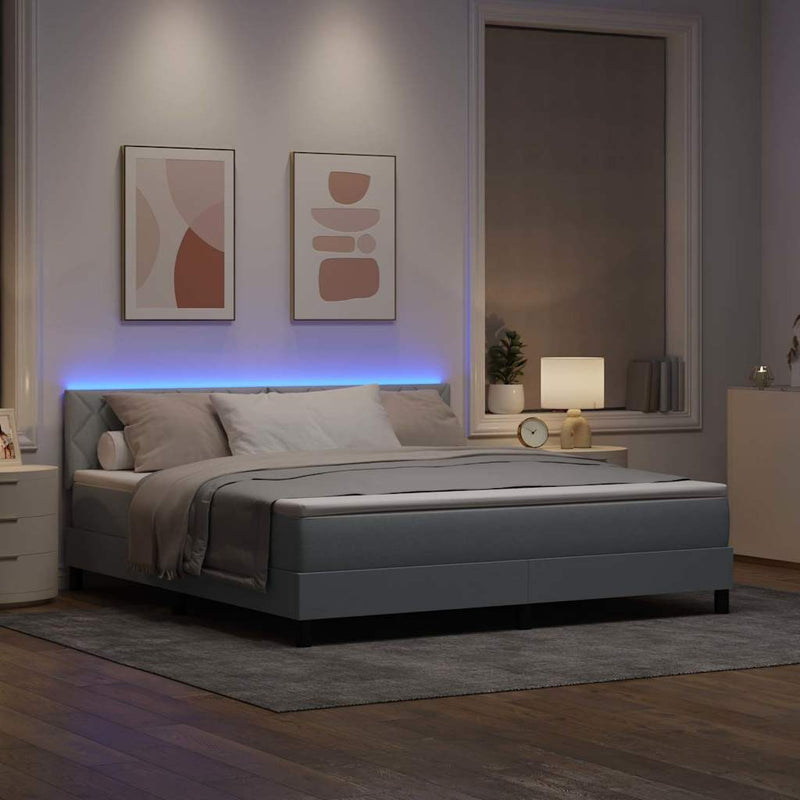 vidaXL Boxrugós ágy matracmal Világosszürke 180 x 200 cm szövet