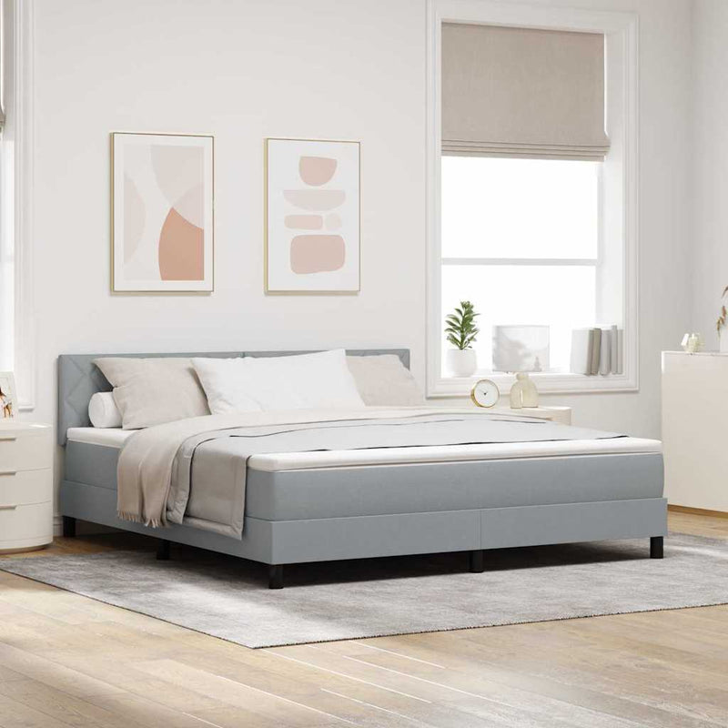 vidaXL Boxrugós ágy matracmal Világosszürke 180 x 200 cm szövet