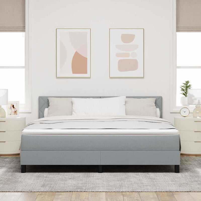 vidaXL Boxrugós ágy matracmal Világosszürke 180 x 200 cm szövet