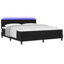 vidaXL Boxrugós ágy LED szalagokkal Fekete 180 x 200 cm szövet