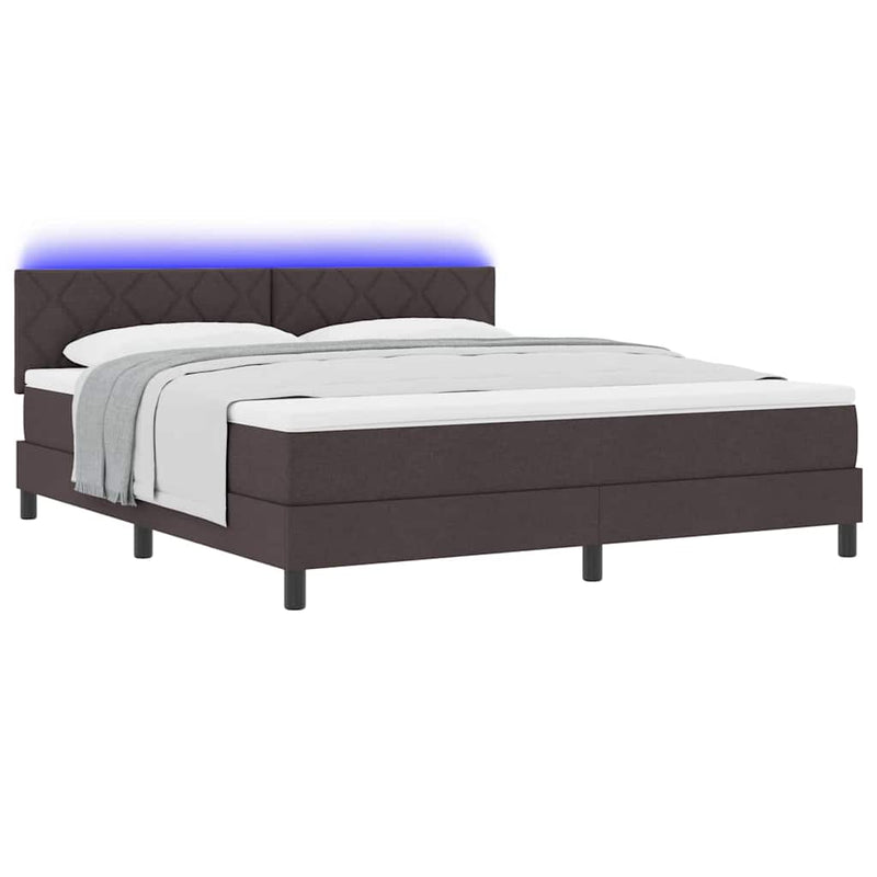 vidaXL Boxrugós ágy matracmal Sötét Barna 180 x 200 cm szövet
