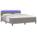 vidaXL Boxrugós ágy LED szalagokkal Tópszínű 180 x 200 cm szövet