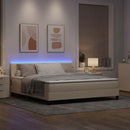 vidaXL Boxrugós ágy LED szalagokkal Krém 180 x 200 cm szövet