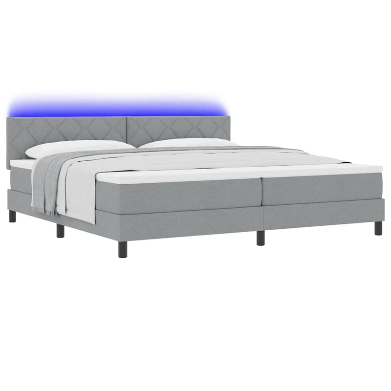 vidaXL Boxrugós ágy matracmal Világosszürke 200 x 200 cm szövet