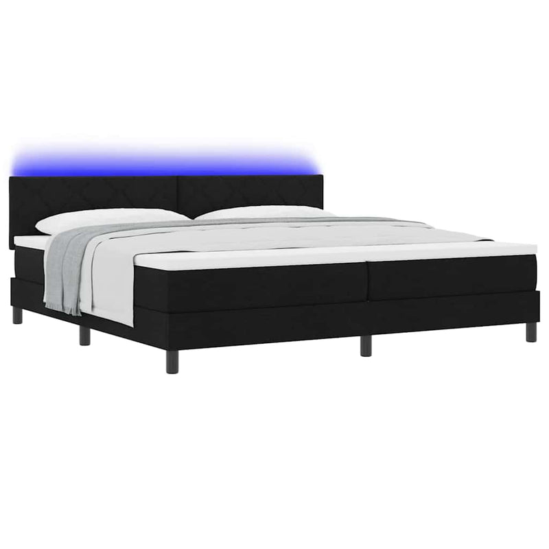 vidaXL Boxrugós ágy matracmal fejtámlával Fekete 200 x 200 cm szövet