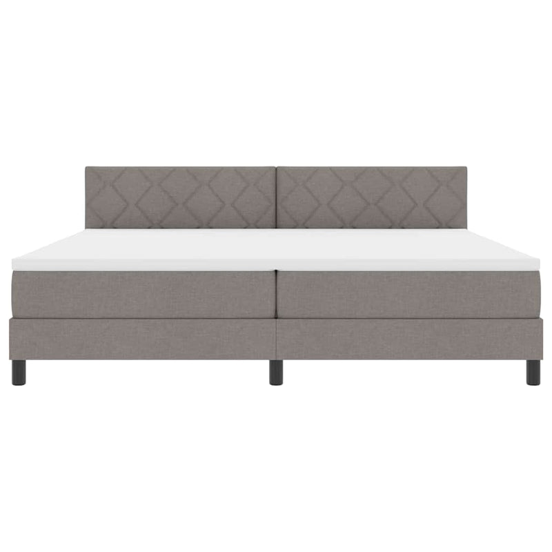 vidaXL Boxrugós ágy matracmal fejtámlával Tópszínű 200 x 200 cm szövet